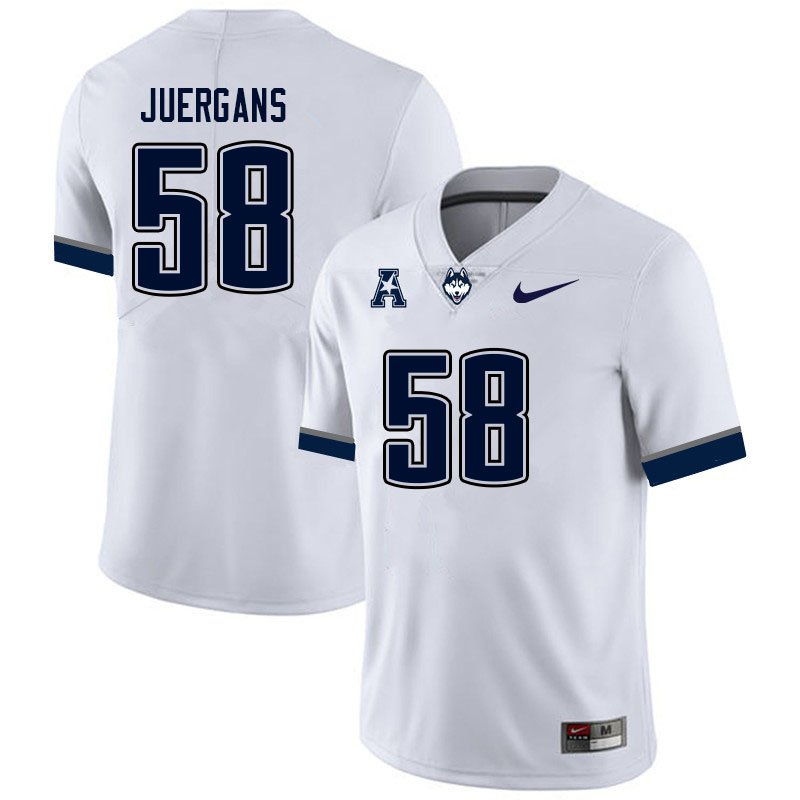 Men #58 Kyle Juergans Uconn Huskies College Football Jerseys Sale-White